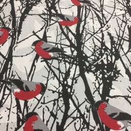Cotton Curtains Kitchen Valance Rod Pocket Winter Birds - thumbnail 3