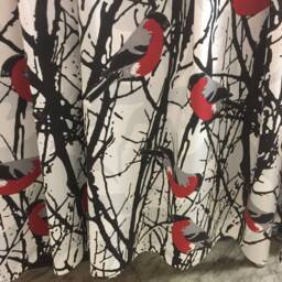 Cotton Curtains Kitchen Valance Rod Pocket Winter Birds - thumbnail 4
