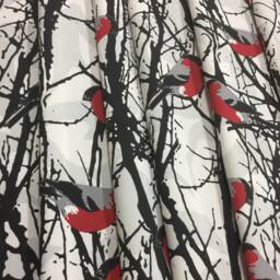 Cotton Curtains Kitchen Valance Rod Pocket Winter Birds - thumbnail 2