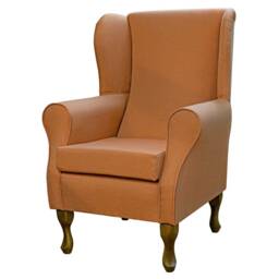Orange Handmade Wingback Armchair - Fireside Accent Upholstered Chair Traditional Fabric British Custom Made - thumbnail 3