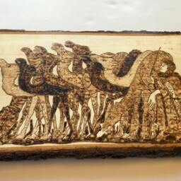 Camel Woodburned Wall Art Hariri's Maqamat Scene - thumbnail 2
