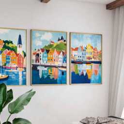 Set Of 3 Holland Posters, Netherlands Wall Art Prints, Travel Poster Set, Tulip Field Windmill Landscape Posters - thumbnail 3
