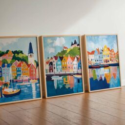 Set Of 3 Holland Posters, Netherlands Wall Art Prints, Travel Poster Set, Tulip Field Windmill Landscape Posters - thumbnail 2