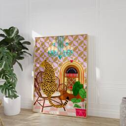 Retro Interior Disco Leopard Print 3 - Ball Print, Disco, Funky Interior, Bohemian, Colouful Groovy 70S Poster - thumbnail 2