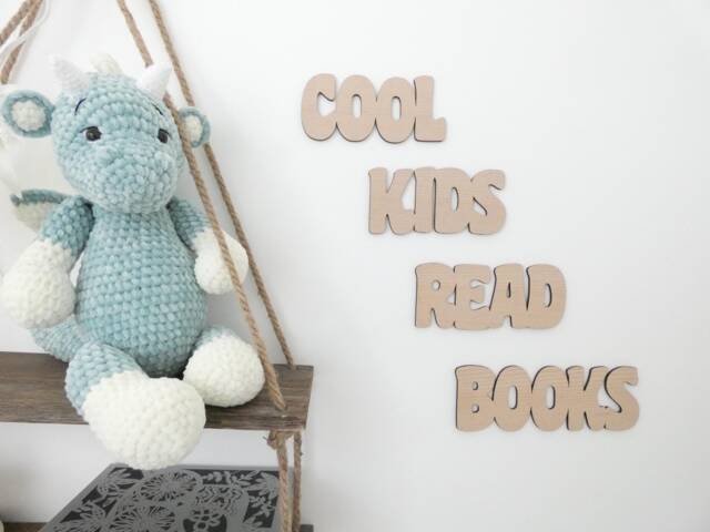 Cool Kids Read Books - Reading Corner Quote Children's Bedroom Playroom Wall Art Accessory Wooden Nursery Decor Scandi Boho Groovy 80S - image 1
