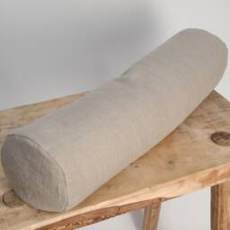 Natural Grey Linen Bolster Pillow, Roll Neck Grey Buckwheat 5'x20'/13x50cm Roll Pillow - thumbnail 3
