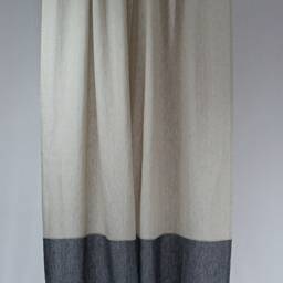 Two Tone Linen Curtain Panel Oatmeal & Black, Rod Pocket - thumbnail 2