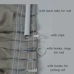 Two Tone Linen Curtain Panel Oatmeal & Black, Rod Pocket - thumbnail 4