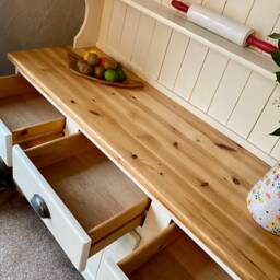 Sold Pine Welsh Dresser, Triple Cupboard, Top & Bottom, Complete Unit, Hand Painted, Farrow & Ball, Natural Wood - thumbnail 3