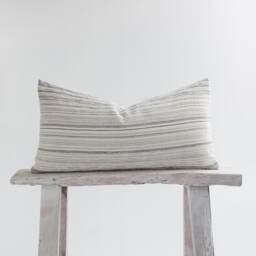 striped Lumbar Pillow Cover - Wrinkled Cotton, Bamboo Reverse - 12x24 - thumbnail 1