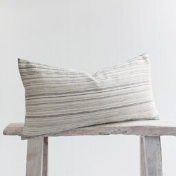 striped Lumbar Pillow Cover - Wrinkled Cotton, Bamboo Reverse - 12x24 - thumbnail 3