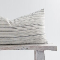 striped Lumbar Pillow Cover - Wrinkled Cotton, Bamboo Reverse - 12x24 - thumbnail 2