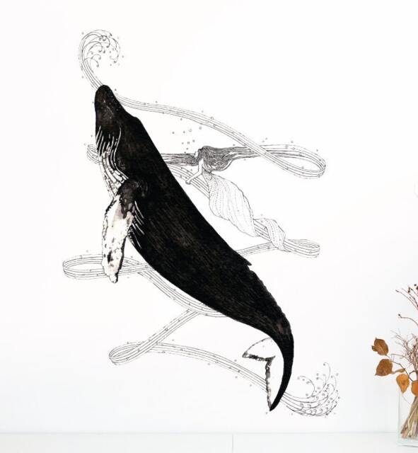 Whale Wall Sticker Decal - Illustration Stickers, Animals Decals, Home Decor, Art, Illustrations