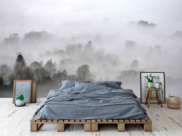 Morning Mist Wall Mural, Mountain Forests Mural, Fields Haze Wallpaper, Fog D??cor, Nursery & Room Art - image 1