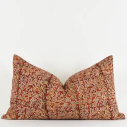 Rena - Red & Neutral Block Print Pillow Cover - thumbnail 3