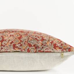 Rena - Red & Neutral Block Print Pillow Cover - thumbnail 4
