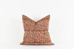 Rena - Red & Neutral Block Print Pillow Cover - thumbnail 1
