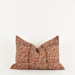 Rena - Red & Neutral Block Print Pillow Cover - thumbnail 2