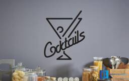 Cocktail Glass Bar Cool Pub Kitchen Wall Art Decal Home Sticker - thumbnail 1
