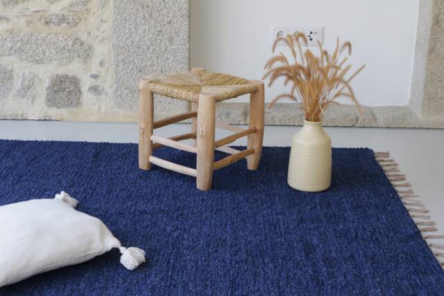 Large Navy Blue Rug, Living Room Dark Area Kids Bedroom Scandinavian Contemporary Handmade Rug - image 1