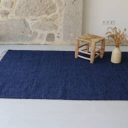 Large Navy Blue Rug, Living Room Dark Area Kids Bedroom Scandinavian Contemporary Handmade Rug - thumbnail 2