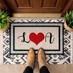 Personalized Initial Red Heart Door Mat - Home Decor All Weather Rug- Custom Coir Rug New Gift Cute Housewarming - thumbnail 3