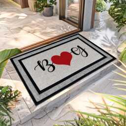 Personalized Initial Red Heart Door Mat - Home Decor All Weather Rug- Custom Coir Rug New Gift Cute Housewarming - thumbnail 4