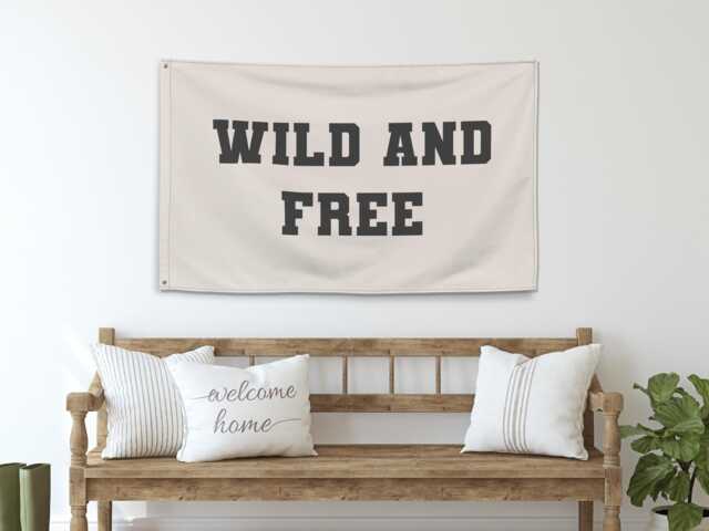 Wild & Free Boho Banner - Bohemian Wall Decor, Fabric Banner, Spirit Party Fabric Hanging, Western Art - image 1