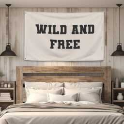 Wild & Free Boho Banner - Bohemian Wall Decor, Fabric Banner, Spirit Party Fabric Hanging, Western Art - thumbnail 2
