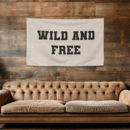 Wild & Free Boho Banner - Bohemian Wall Decor, Fabric Banner, Spirit Party Fabric Hanging, Western Art - thumbnail 4