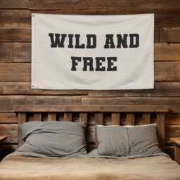 Wild & Free Boho Banner - Bohemian Wall Decor, Fabric Banner, Spirit Party Fabric Hanging, Western Art - thumbnail 3