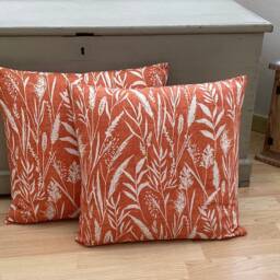 Wild Grasses Linen Throw Pillow Cover Burnt Orange Autumn Home Decor - thumbnail 3