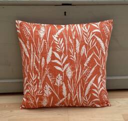 Wild Grasses Linen Throw Pillow Cover Burnt Orange Autumn Home Decor - thumbnail 1