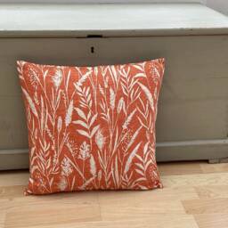 Wild Grasses Linen Throw Pillow Cover Burnt Orange Autumn Home Decor - thumbnail 2