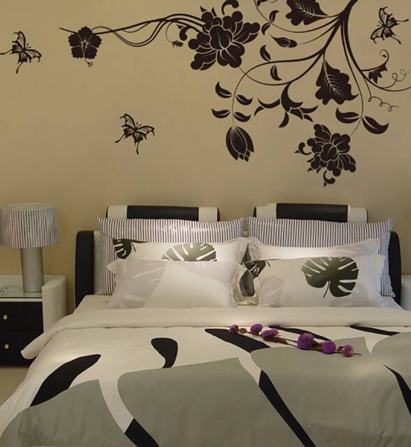 Floral Butterfly Nursery Wall Decal, Romantic Flower Decor - image 1