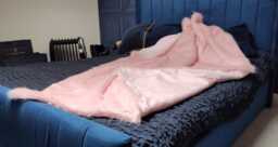 Handmade Baby Pink Faux Fur Throw Long Hair, Suede - thumbnail 1