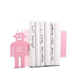 Pink Robot Bookends For Kids Unique Nursery Shelf Decor - thumbnail 2