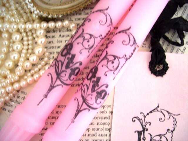Pair Of Pink Candles & Tag - Love - image 1