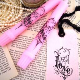 Pair Of Pink Candles & Tag - Love - thumbnail 2