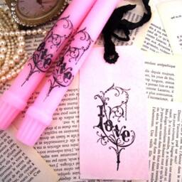 Pair Of Pink Candles & Tag - Love - thumbnail 3