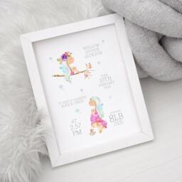 Personalised Baby Girl Birth Details Print, New Gift, Fairies Parent Christening Gift - thumbnail 3