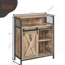 Rustic Modern Storage Cabinet With Sliding Doors Oak Sideboard For Entryway - thumbnail 4