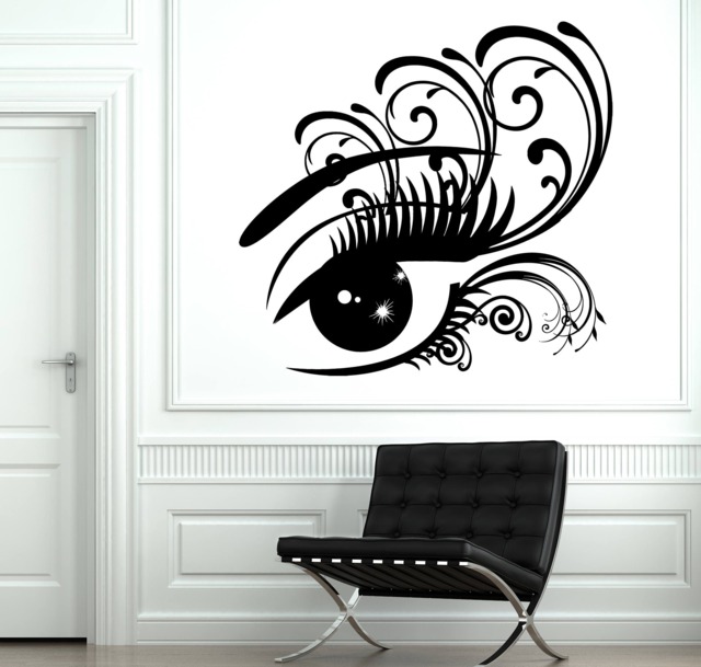 Wall Vinyl Decal Women's Eye With Big Eyelashes Beauty Salon Decor - #2651Dn - image 1