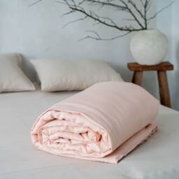 Pale Peach Linen Duvet Cover, Queen, King, Custom, Natural Bedding, Zipper Closure - thumbnail 2