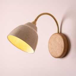 Speckled Cream Gloss Flex Wall Light in Brass/Nickel, Ceramic & Oak - Small Element - thumbnail 1