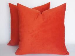 Set Of 2 Orange Velvet Pillow Covers Modern Throw Pillows - 18 Inch - thumbnail 1