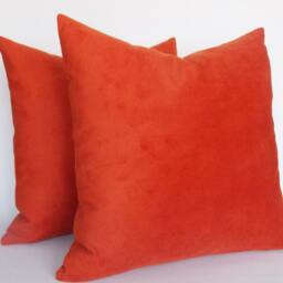 Set Of 2 Orange Velvet Pillow Covers Modern Throw Pillows - 18 Inch - thumbnail 2