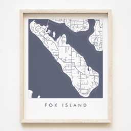 Fox Island Map Hand Drawn Street Washington City Drawing Blueprint Style - Art Print Wedding Moving Gift Vacation Rental Decor - thumbnail 1