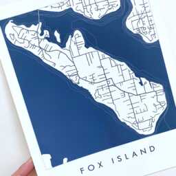 Fox Island Map Hand Drawn Street Washington City Drawing Blueprint Style - Art Print Wedding Moving Gift Vacation Rental Decor - thumbnail 2