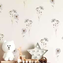 White Daisy Flower Wall Stickers - Create Wallpaper Effect For Nursery Girls Bedroom Decoration Decals By Dizzy Duck - thumbnail 1